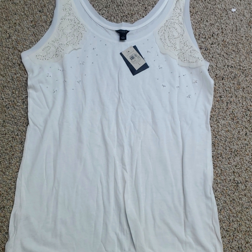 Ann Taylor white Tank Top with Embellishments